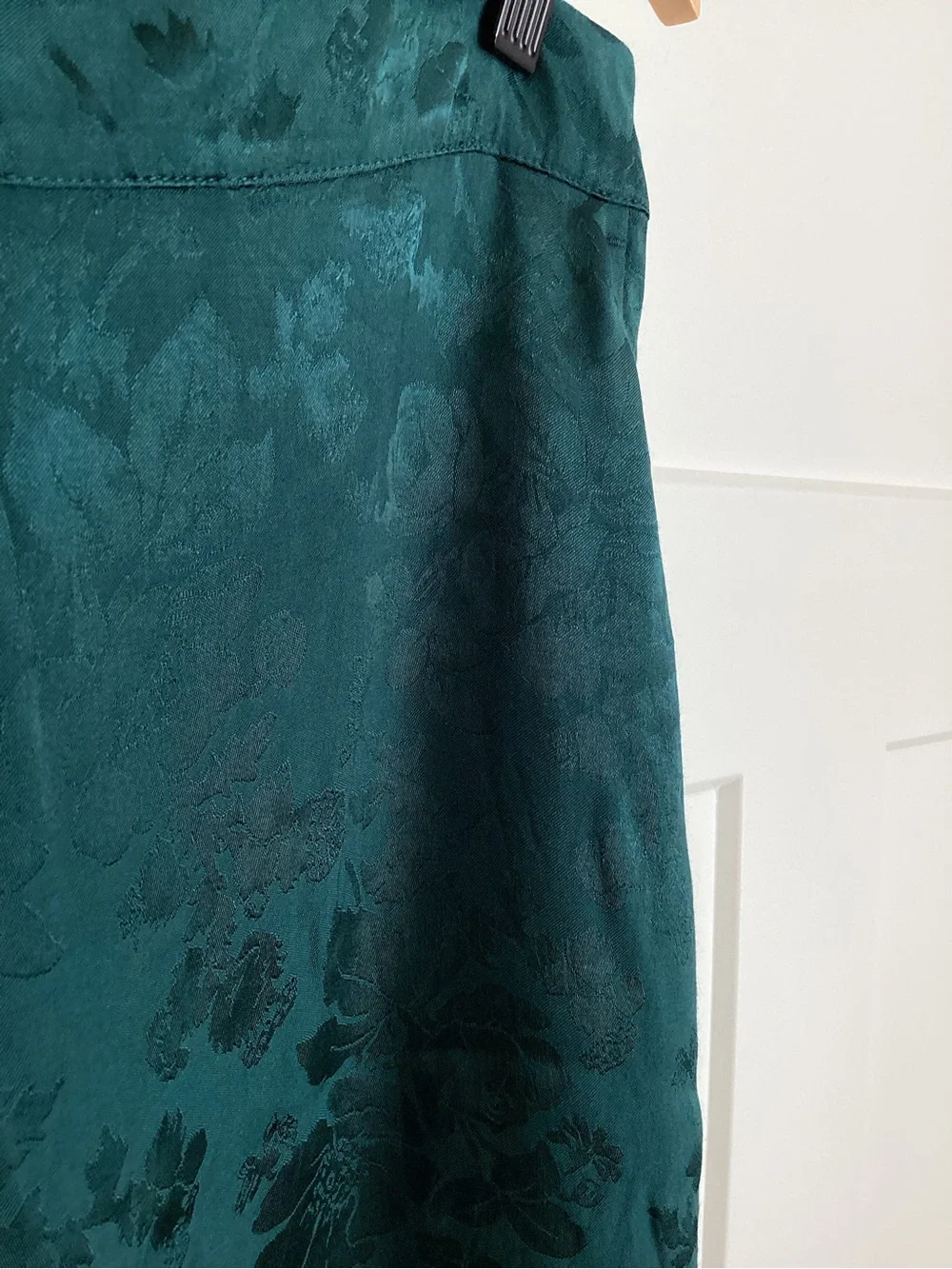 Anthropologie Patterned Fringe Trouser Pants New 12 Dark Green Teal Jacquard - Picture 9 of 16